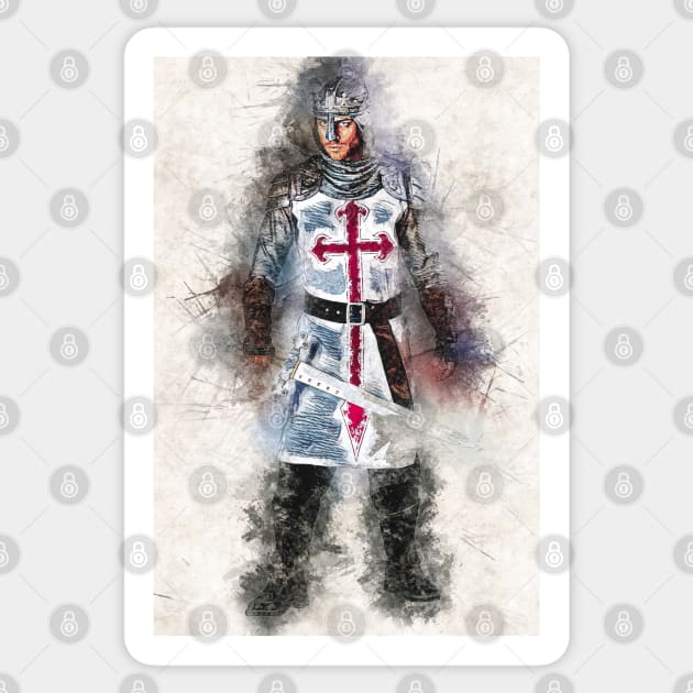 Knights Templar Warrior The crusader Watercolor Historic Fine Art Sticker by Naumovski